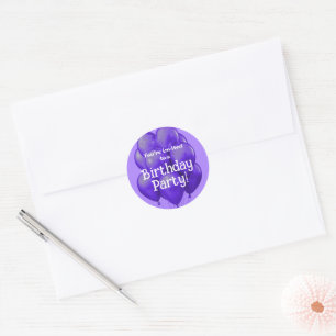 Purple Balloons Birthday Party Envelope Seal