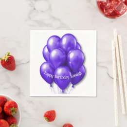 Purple Balloons Birthday Party Napkins