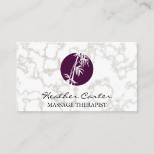 Purple Bamboo Icon   Gold Marble Business Card
