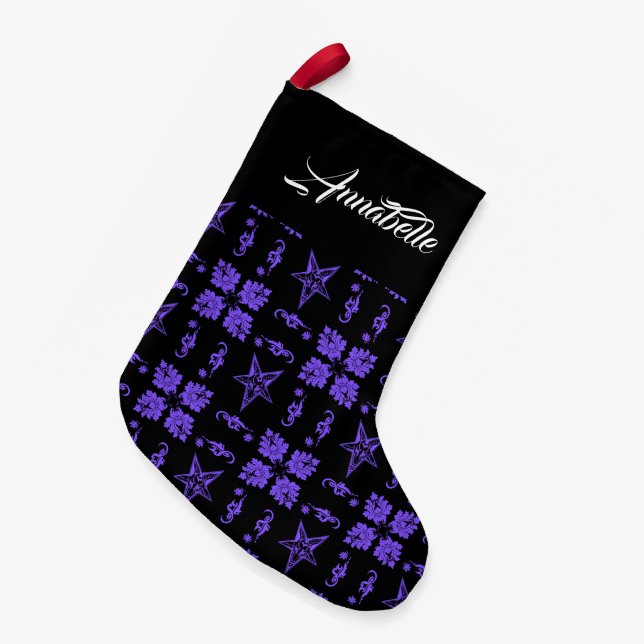 Purple Baphomet Stars Gothic Christmas Stocking (Front (Hanging))