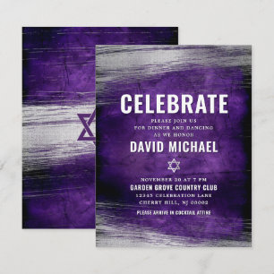Purple Bar Mitzvah Silver Foil Modern Bold Type Enclosure Card