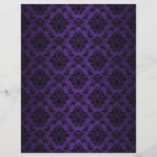 Purple Baroque Black Lace Pattern Paper