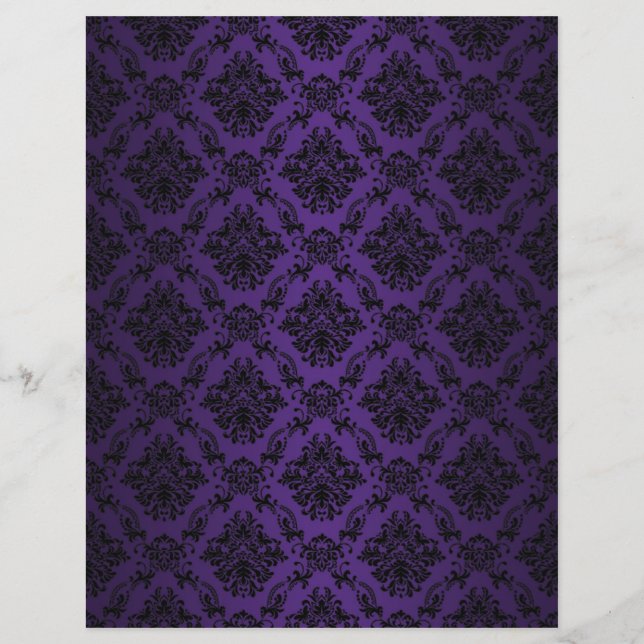 Purple Baroque Black Lace Pattern Paper (Front)