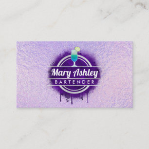 Purple Bartender business cards