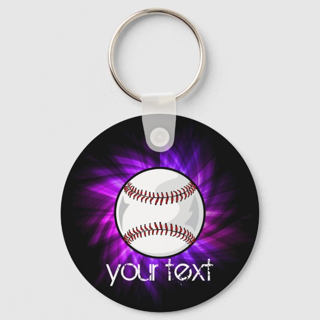Purple Baseball; Softball Key Ring (Front)