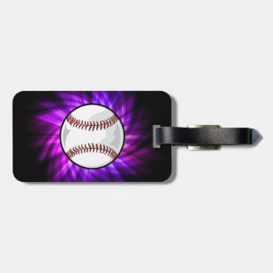 Purple Baseball; Softball Luggage Tag
