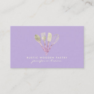 Purple Basic Logo Cake Pastry Glitter Bakery Business Card