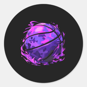 Purple Basketball Camouflage For Men Women Kids Yo Classic Round Sticker