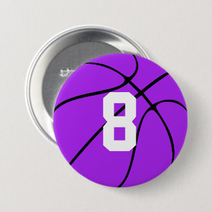 Purple Basketball Custom Jersey Number or Letter 7.5 Cm Round Badge