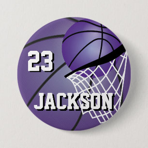 Purple Basketball Design Personalise 7.5 Cm Round Badge