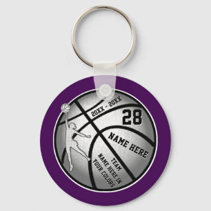Purple Basketball Gifts for Girls Basketball Team Key Ring