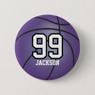 Purple Basketball   Personalise  6 Cm Round Badge