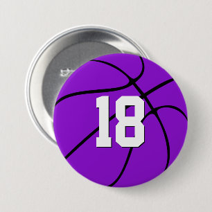 Purple Basketball Player Number or Letters Sports 7.5 Cm Round Badge