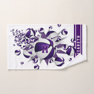 purple basketballs stars girls monogrammed hand towel