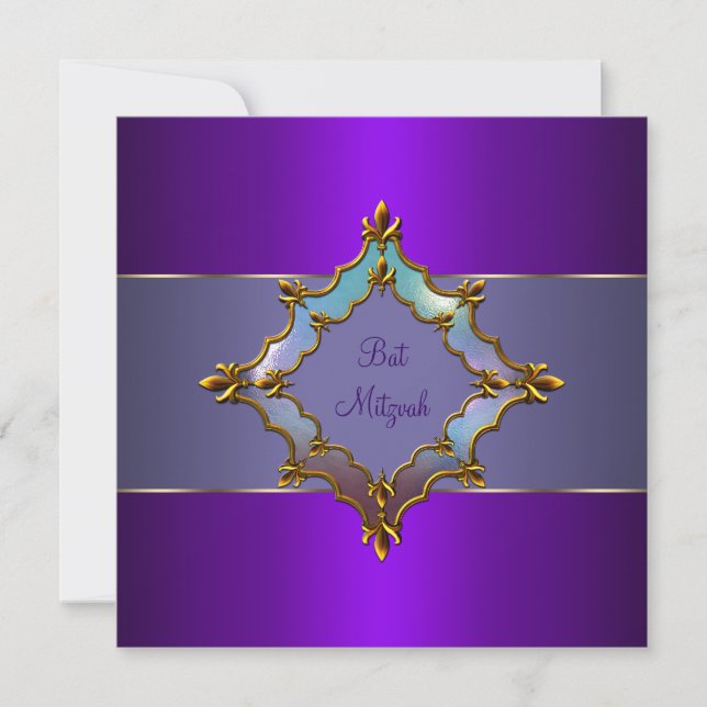 Purple Bat Mitzvah Invitation (Front)