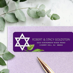 Purple Bat Mitzvah Star of David Return Address