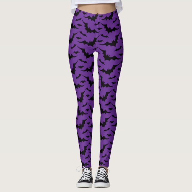 Purple Bat Pattern Leggings (Front)