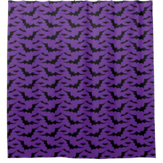 Purple Bat Pattern Shower Curtain