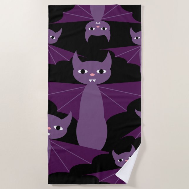 Purple Bats Beach Towel (Front)