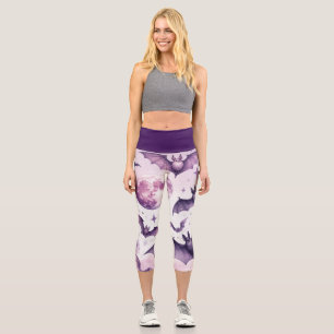 Purple Bats Capri Leggings
