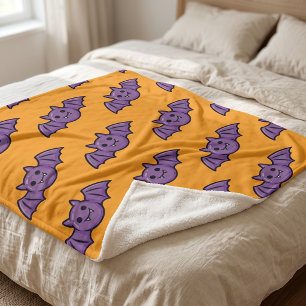 Purple Bats Halloween Sherpa Fleece Blanket