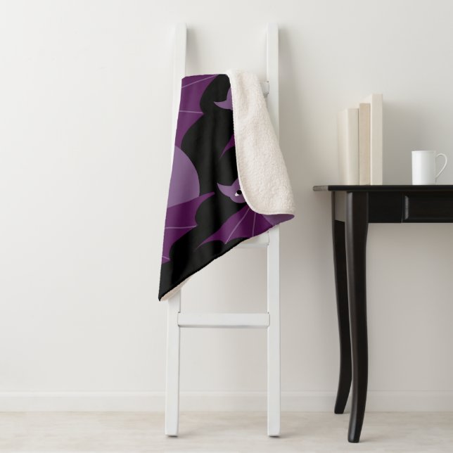Purple Bats Sherpa Blanket (In Situ)