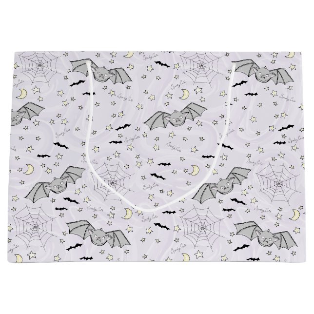 Purple Bats Spooky Cute Gender Neutral Large Gift Bag (Front)