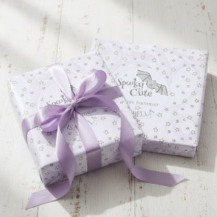Purple Batty, Stars & Moons Spooky Cute Wrapping Paper