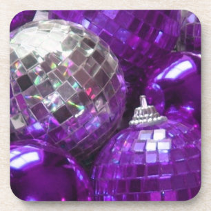 Purple Baubles cork back coaster