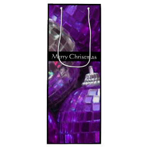 Purple Baubles Merry Christmas gift bag wine black