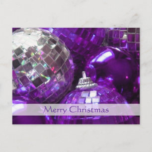 Purple Baubles 'Merry Christmas' postcard