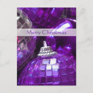 Purple Baubles 'Merry Christmas' postcard portrait