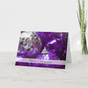 Purple Baubles 'Merry Christmas' stripe card