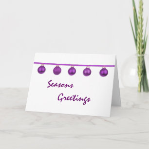 Purple Baubles on Ribbon Christmas Card