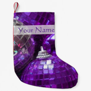 Purple Baubles Text stocking