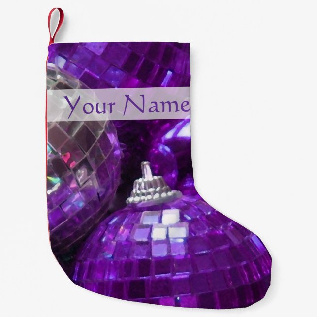 Purple Baubles Text stocking (Front)