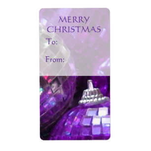 Purple Baubles 'To...From'  gift tag portrait