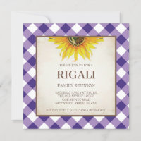 Purple BBQ Invitation Gingham Print