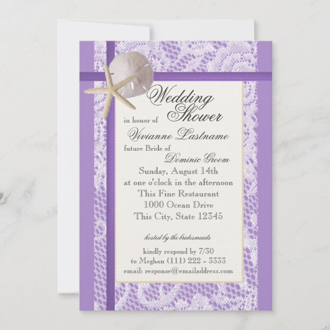 Purple Beach Bridal Shower Invitation (Front)