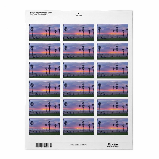 Purple Beach Sunset  Label (Full Sheet)