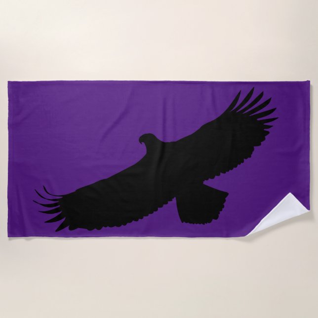Purple Beach Towel with Flying Eagle Choose Colour (Front)