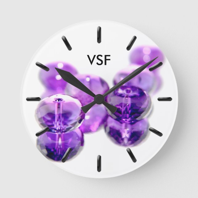 Purple Beads personalised initials wall clock (Front)