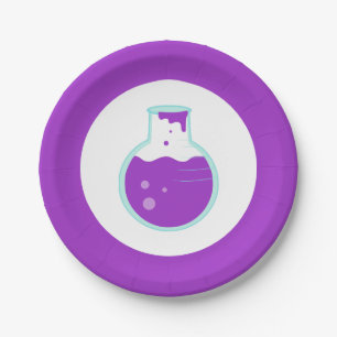 Purple Beaker Science Party Paper Plate