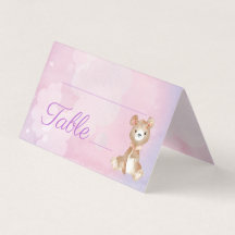 Purple Bear Girl's Baby Shower Table Number