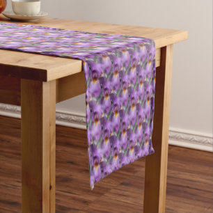 Purple Bearded Iris Floral Pattern  Short Table Runner