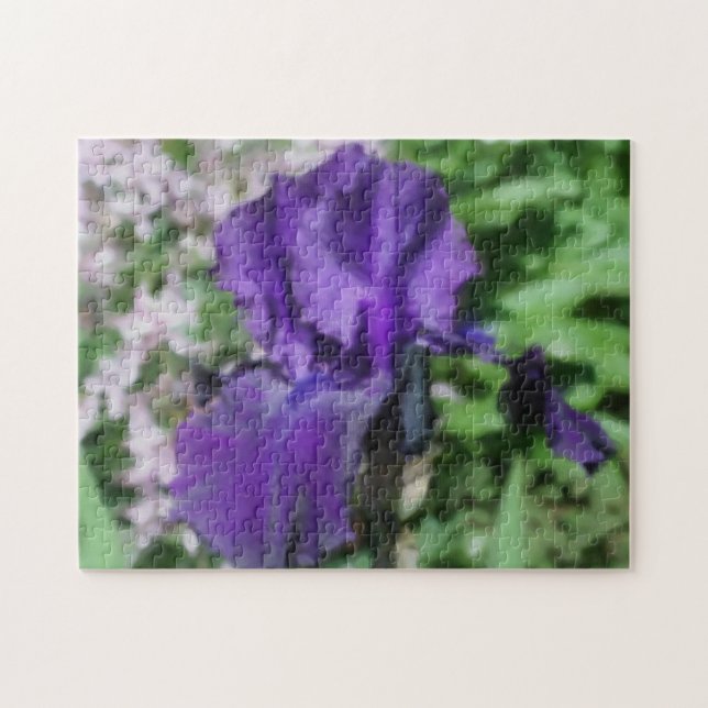 Purple Bearded Iris Flower Art Photo Painting  Jigsaw Puzzle (Horizontal)