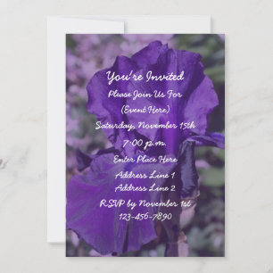 Purple Bearded Iris Flower Party Invitation