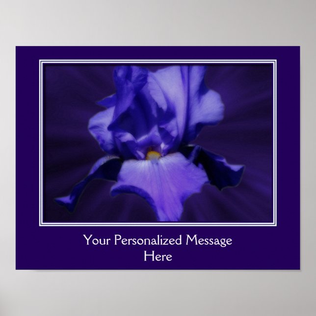 Purple Bearded Iris Flower Personalized Poster (Front)