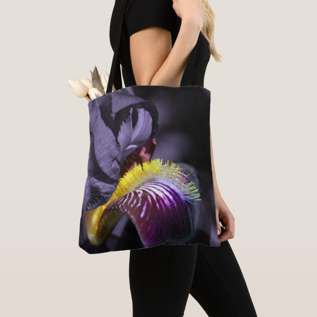 Purple Bearded Iris Flower Petal  Tote Bag (Close Up)