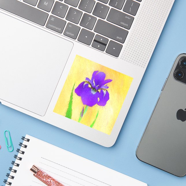 Purple Bearded Iris Painting - Cute Original Dog A (Laptop w/ iPhone)